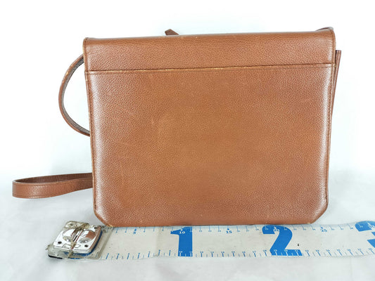 Yves Saint Laurent YSL Logo Leather Shoulder Bag Light Brown