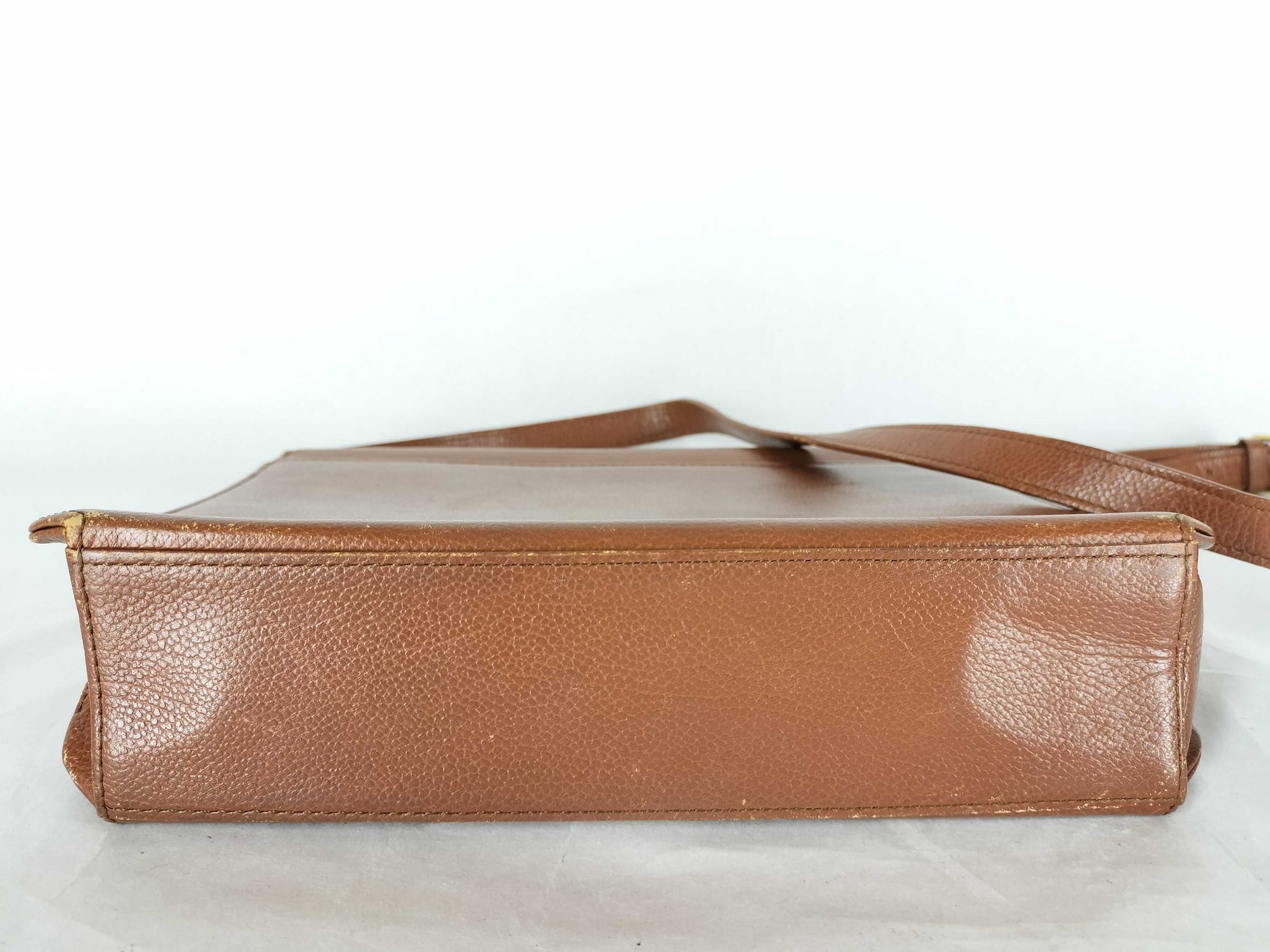 Yves Saint Laurent YSL Logo Leather Shoulder Bag Light Brown