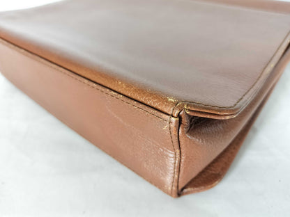 Yves Saint Laurent YSL Logo Leather Shoulder Bag Light Brown