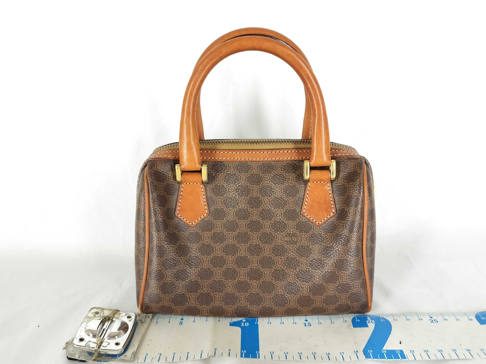 CELINE Macadam PVC and Leather Handbag JMB12 Brown