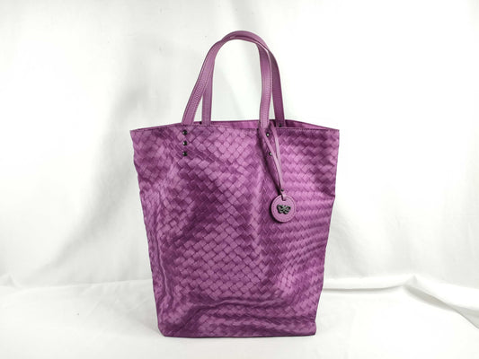 BOTTEGA VENETA Intrecciato Illusion Nylon Tote Bag, Purple
