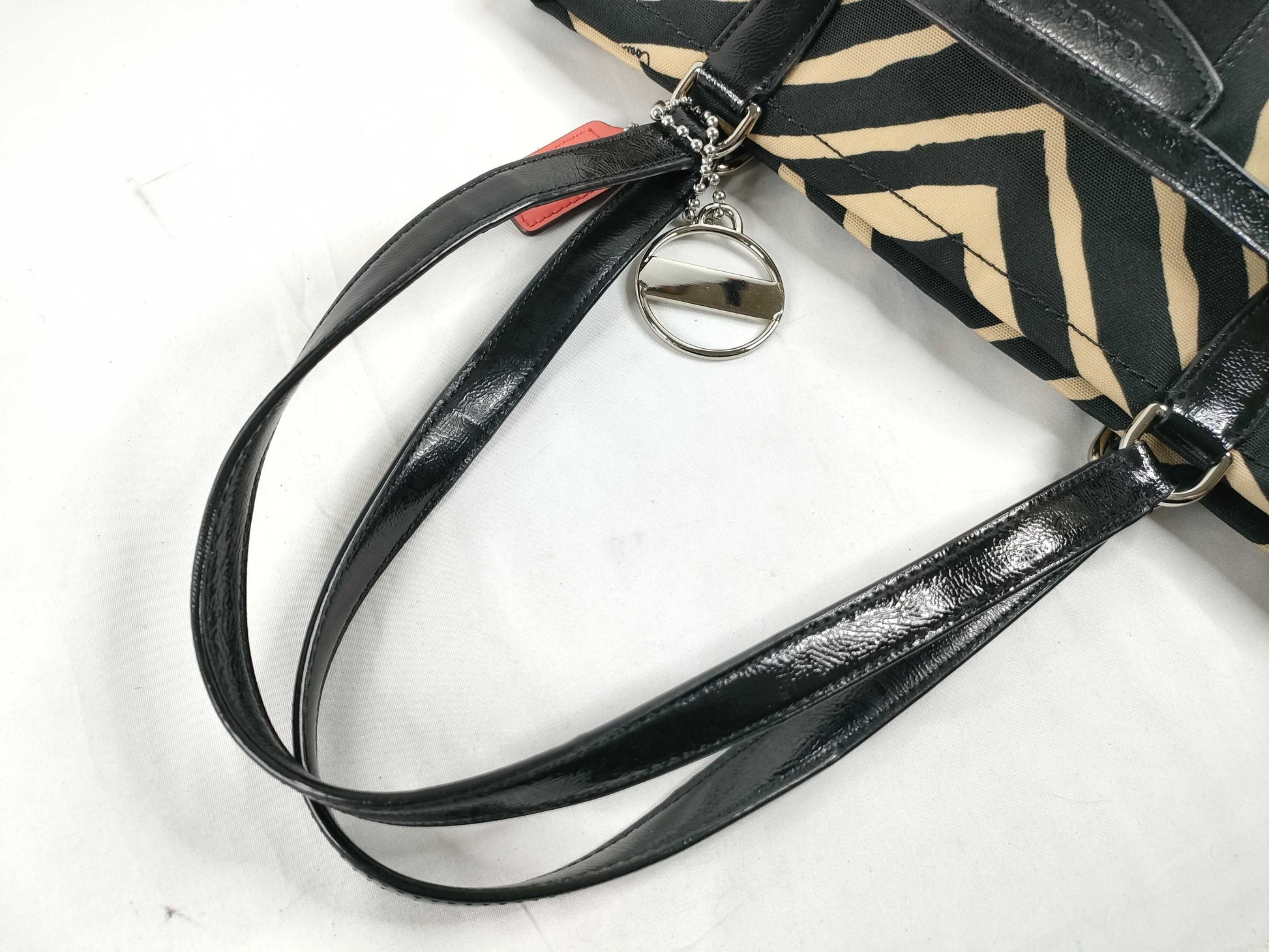 COACH Nylon Canvas Tote Bag F23283 Black x Beige