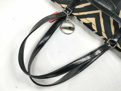 COACH Nylon Canvas Tote Bag F23283 Black x Beige
