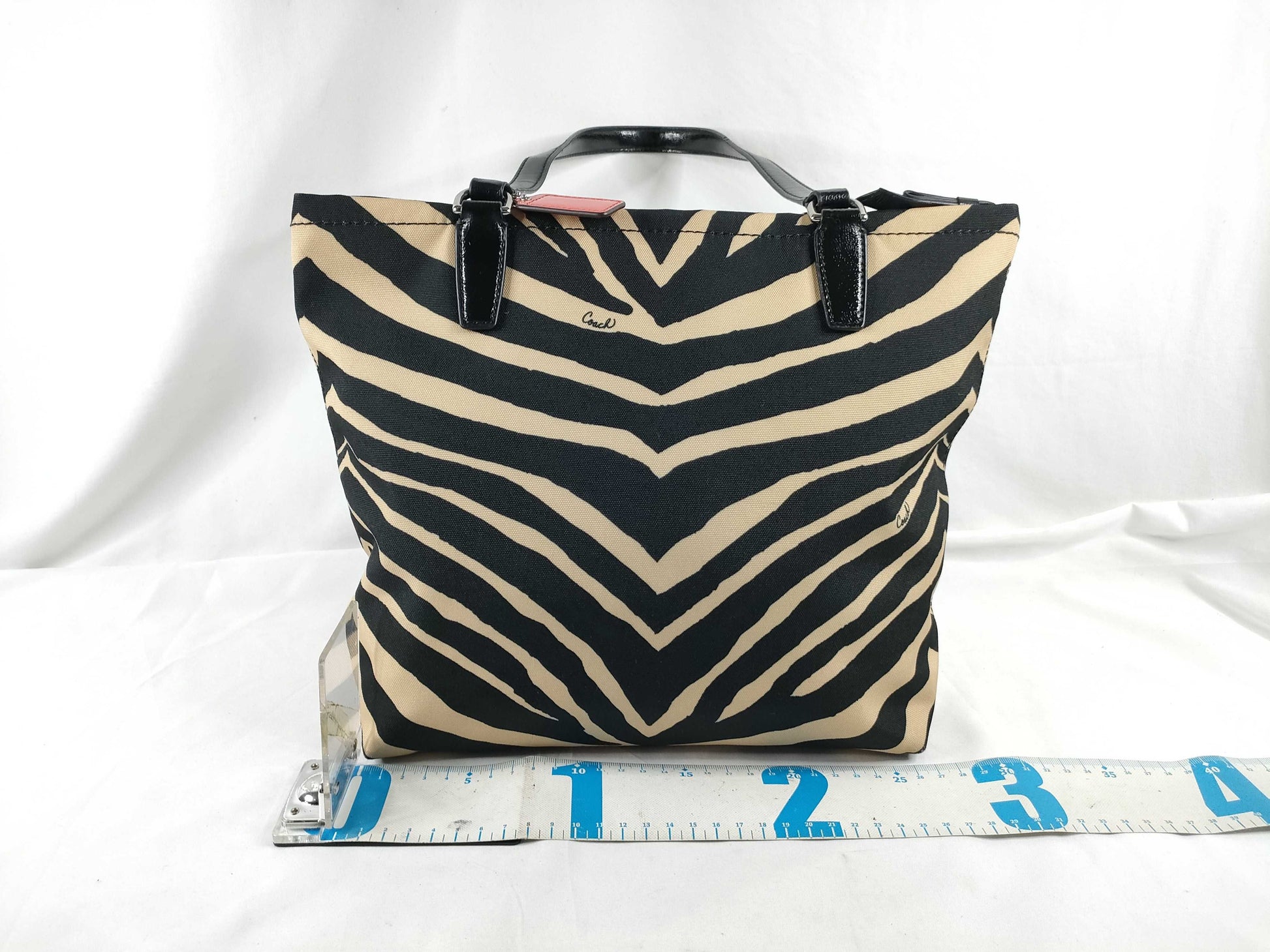 COACH Nylon Canvas Tote Bag F23283 Black x Beige