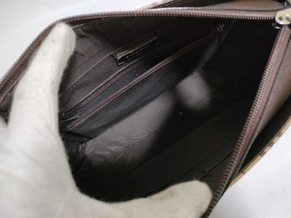 BURBERRY Checked Canvas and Leather Handbag, Ivory and Brown