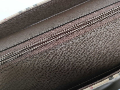 BURBERRY Checked Canvas and Leather Handbag, Ivory and Brown