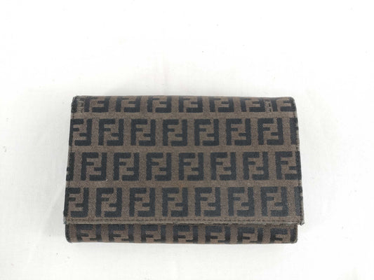 FENDI Zucchino Canvas Bifold Wallet 2369 8M0029 019 Dark Brown Wallet