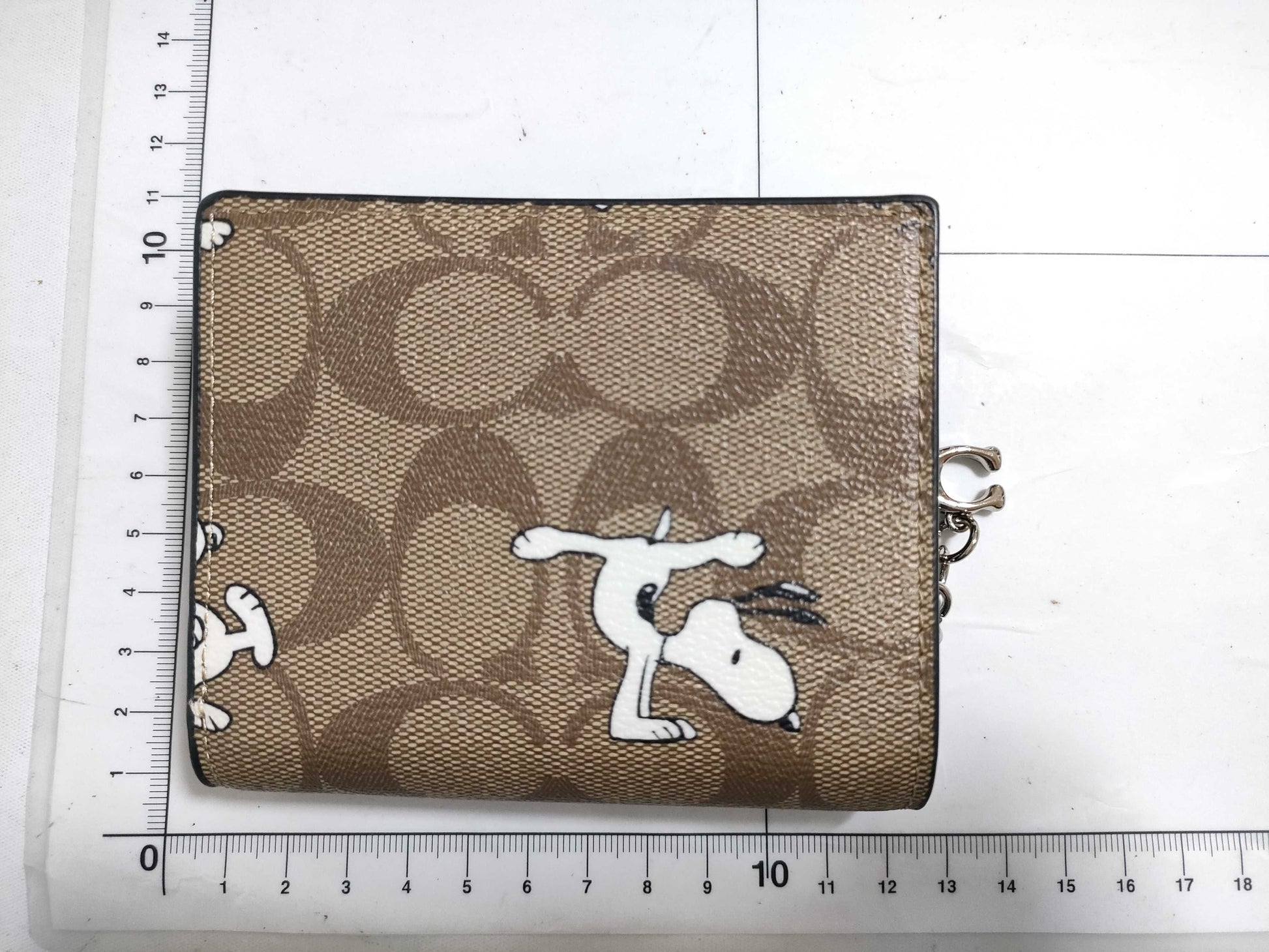 COACH Signature Snoopy Collaboration PVC Bi-fold Wallet C4591 Brown Wallet