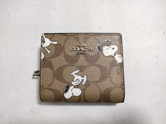 COACH Signature Snoopy Collaboration PVC Bi-fold Wallet C4591 Brown Wallet