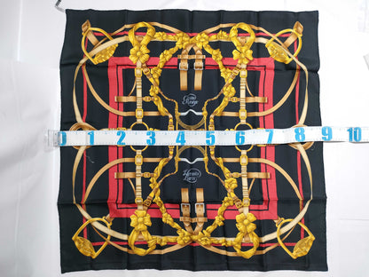 HERMES Carre 90 "The Great Training Technique" Silk Scarf, Black