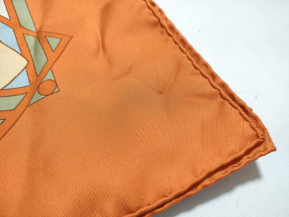HERMES Carré 90 "The Secret of King Minos" Silk Scarf Orange Scarf