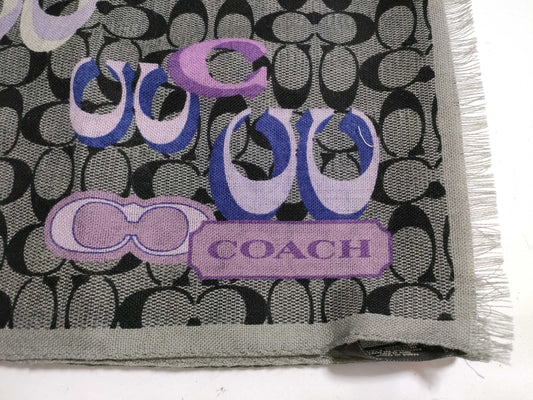 COACH Signature Wool Stole in Gray and Black