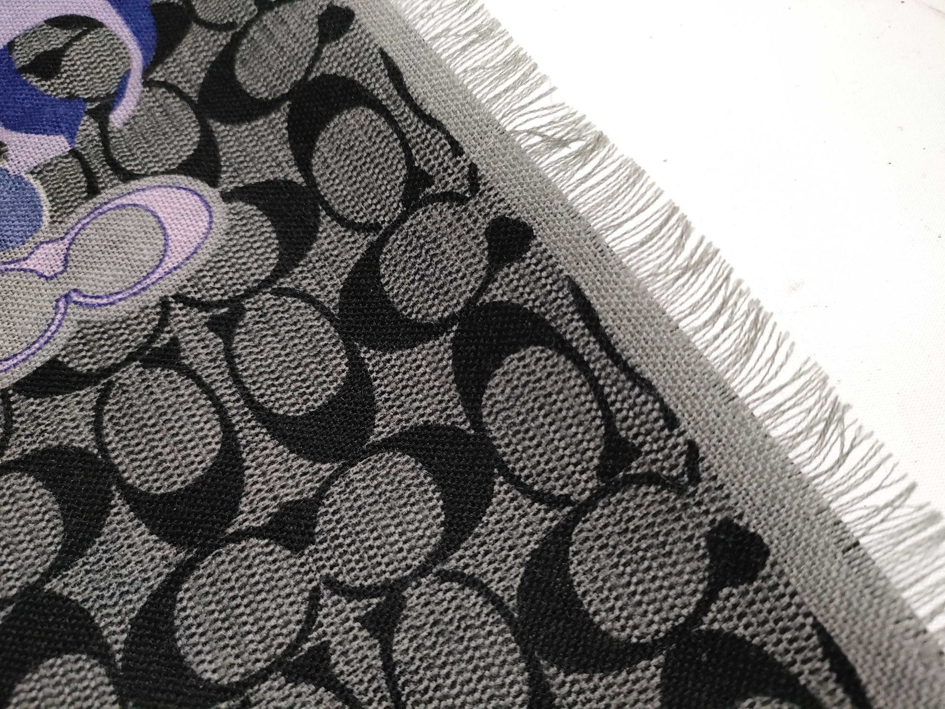 COACH Signature Wool Stole in Gray and Black