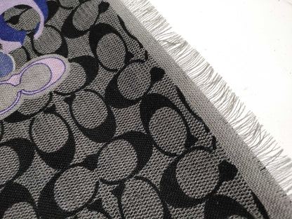 COACH Signature Wool Stole in Gray and Black
