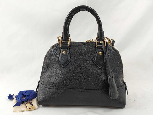 LOUIS VUITTON Monogram Empreinte Neo Alma BB Black Shoulder Handbag M44829 NFC Tag Verified Handbag