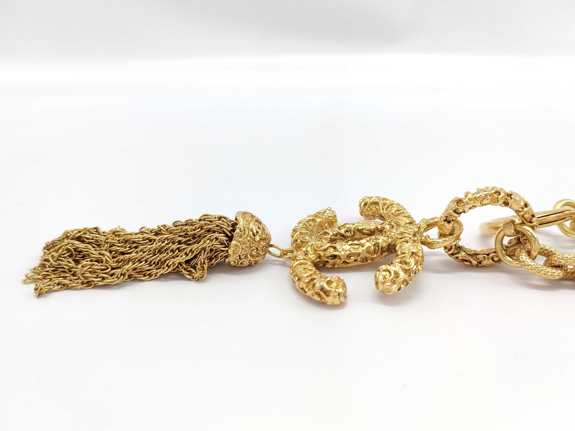 CHANEL Lava Fringe Coco Mark 93A Vintage Necklace