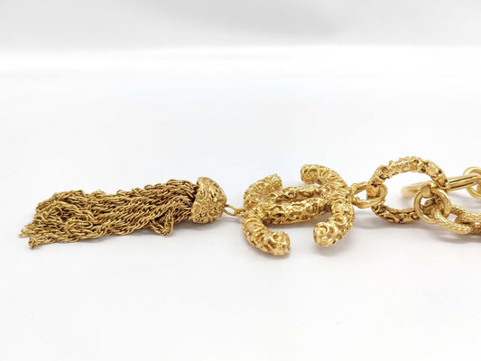 CHANEL Lava Fringe Coco Mark 93A Vintage Necklace