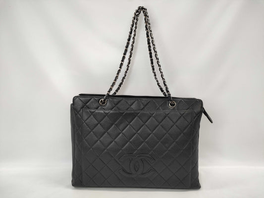 CHANEL Caviar Skin Chain Tote Bag