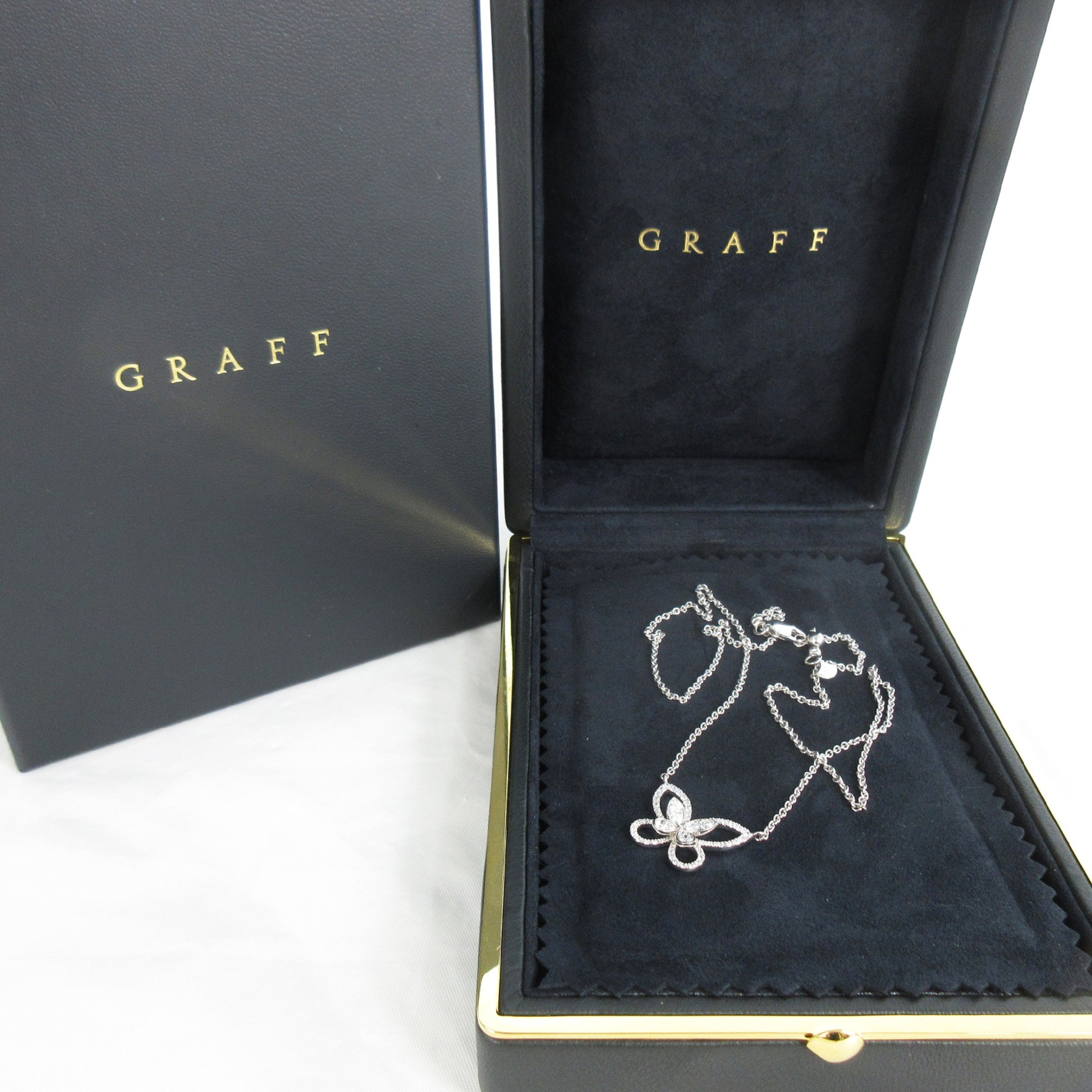 GRAFF Butterfly Large Silhouette Diamond Necklace in WG Au750, 6.7g 