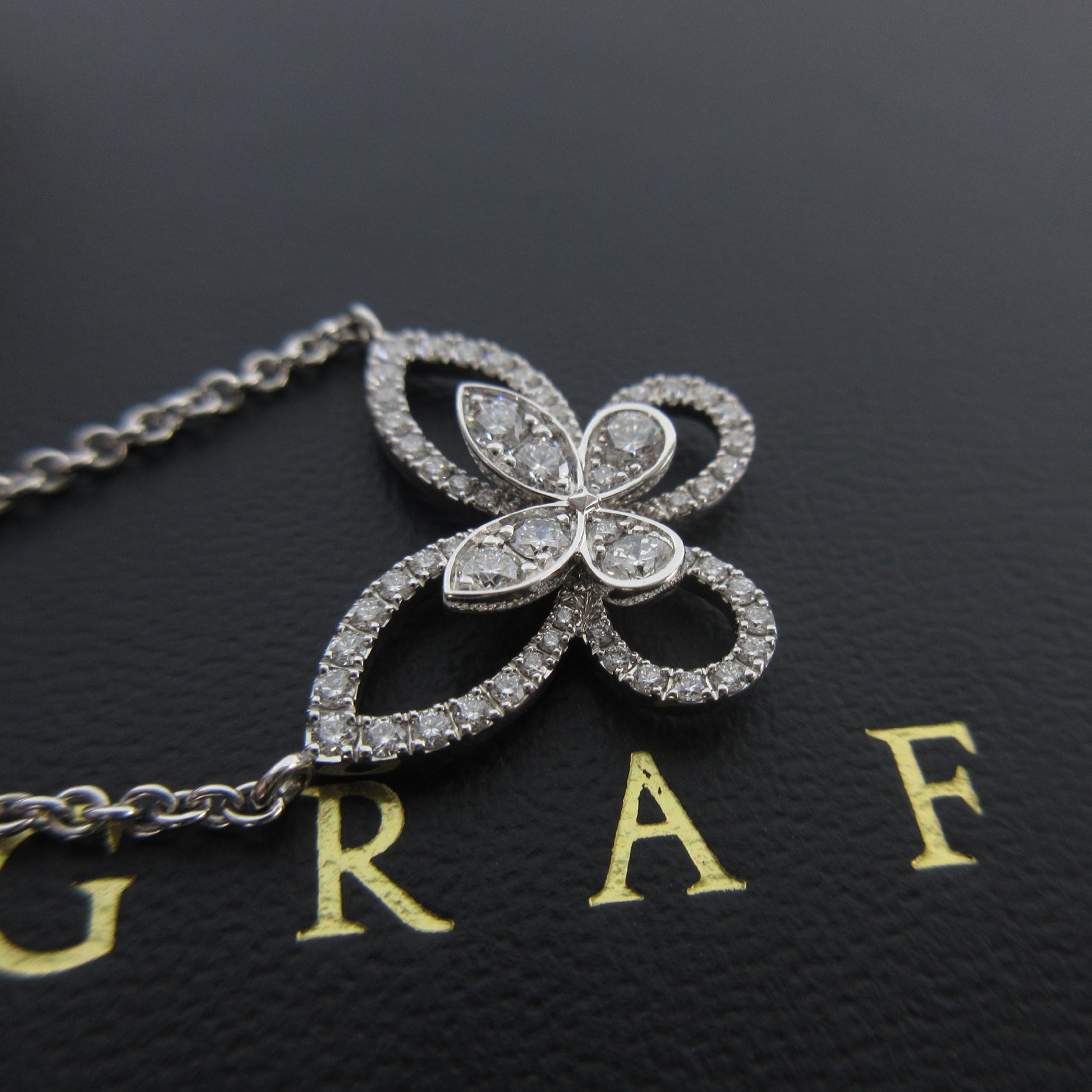 GRAFF Butterfly Large Silhouette Diamond Necklace in WG Au750, 6.7g 