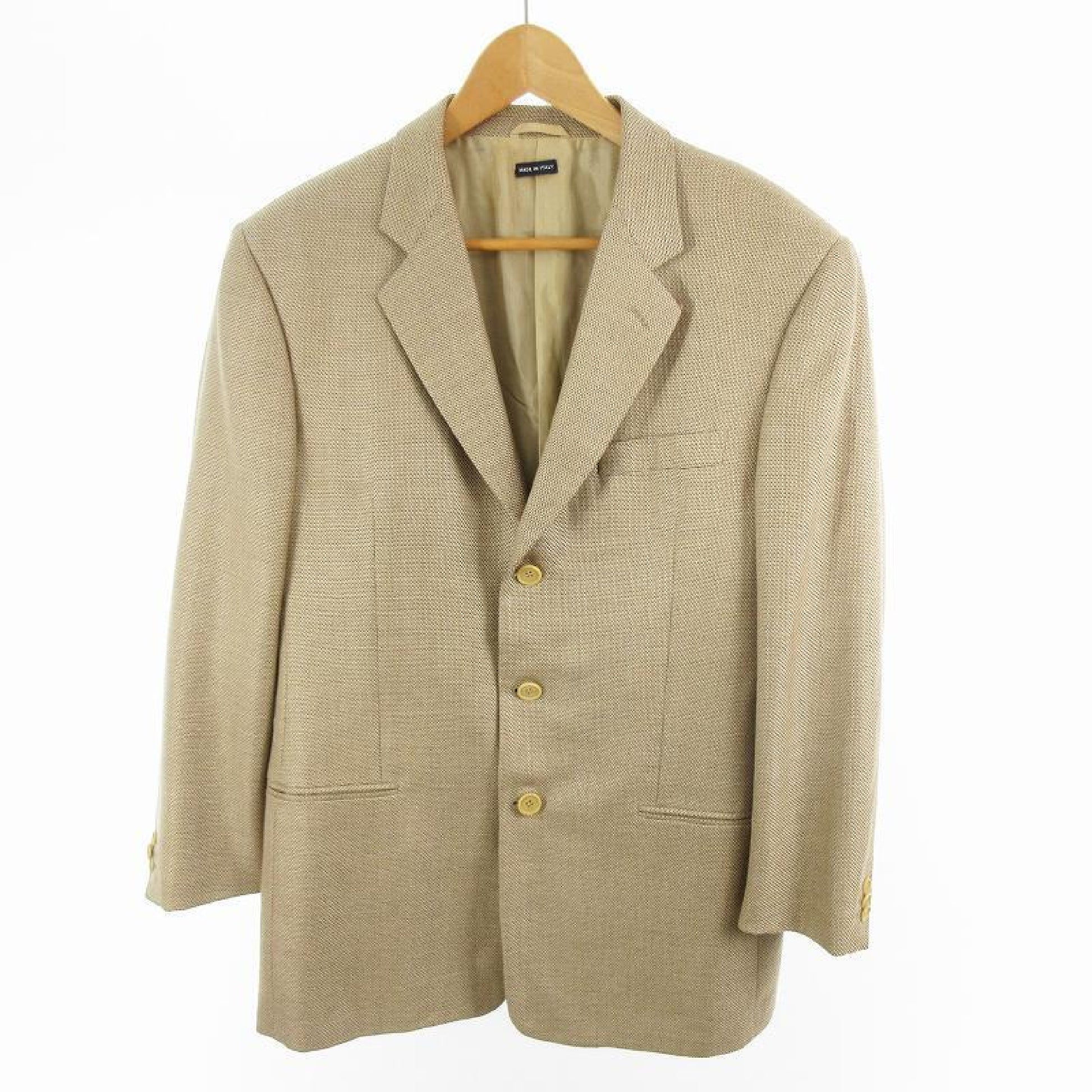 GIORGIO ARMANI Giorgio Armani GIORGIO ARMANI Tailored Jacket 3B Fully Lined Beige Wool Silk Size 52 Giorgio Armani Japan Co., Ltd. Size 52 Jacket