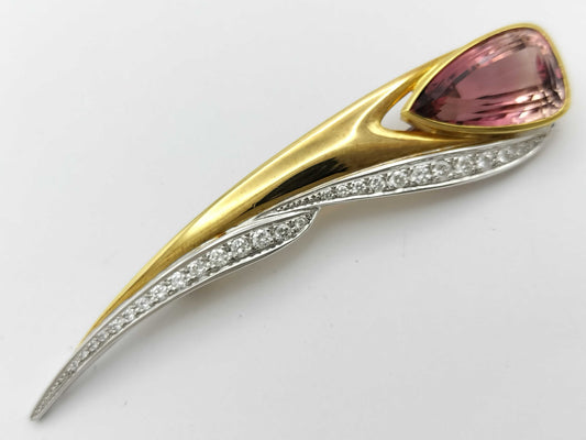 MIKIMOTO Colored Stone 9.63ct D0.55ct K18/K14WG 11.7g Brooch 