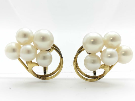 MIKIMOTO Pearl Earrings, 5.6-7.0mm Diameter, 14K Gold, 6.7g 