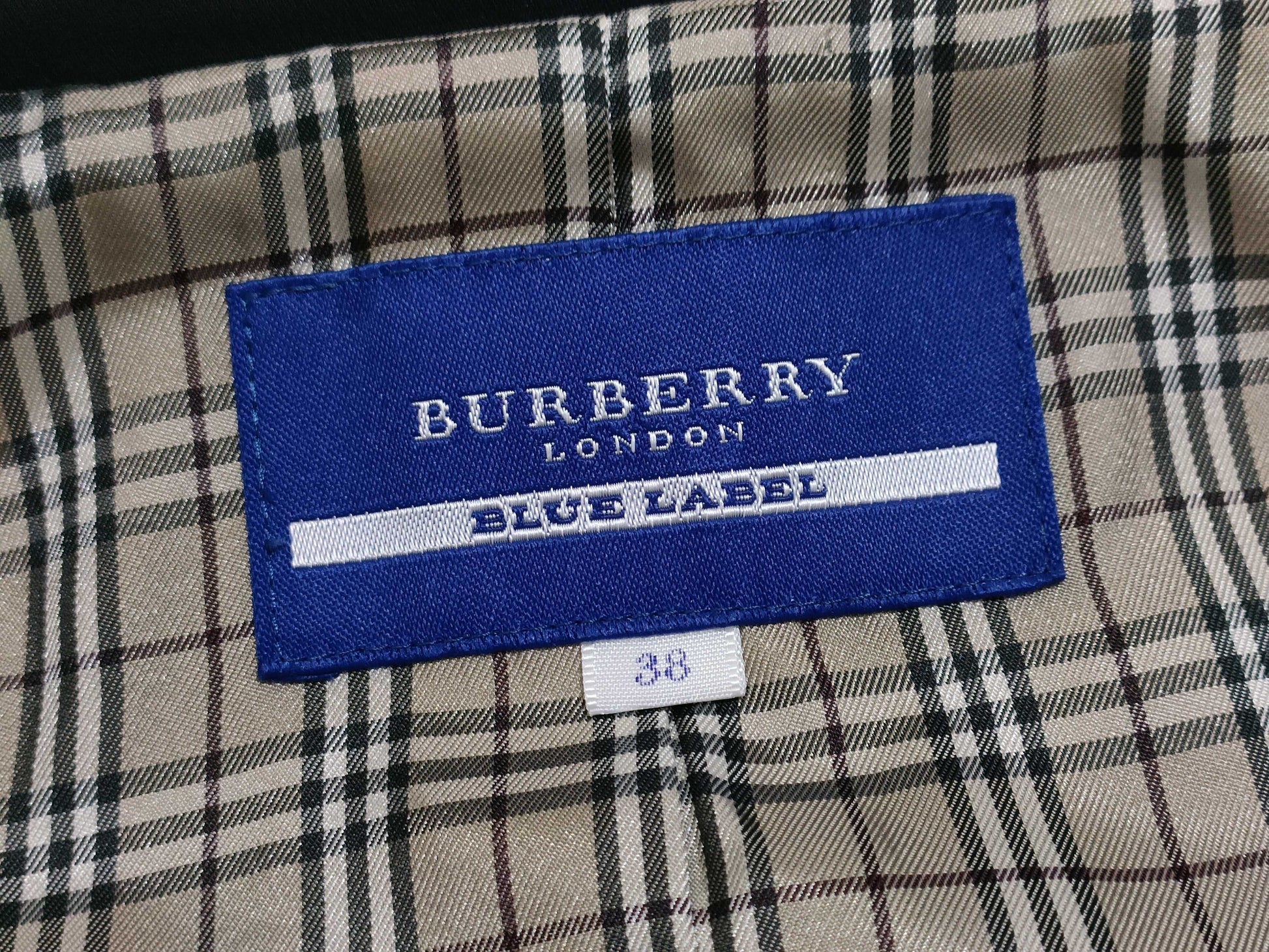 BURBERRY Blue Label Check Jacket, Size 38, Black