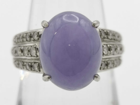 Lavender Jadeite 9.45ct D0.36ct PT900 13.2g Ring 