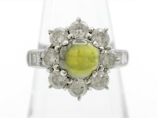 Chrysoberyl Cat's Eye 3.00ct D2.22ct PT900 7.8g Ring 