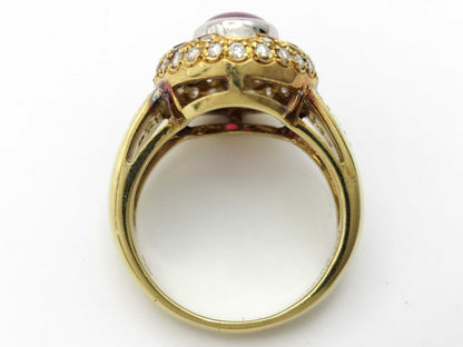 Pink Star Sapphire and Diamond Ring, 18K/PT900, 9.6g 