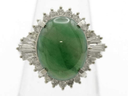 Jadeite 4.60ct D0.63ct PT900 10.2g Ring 
