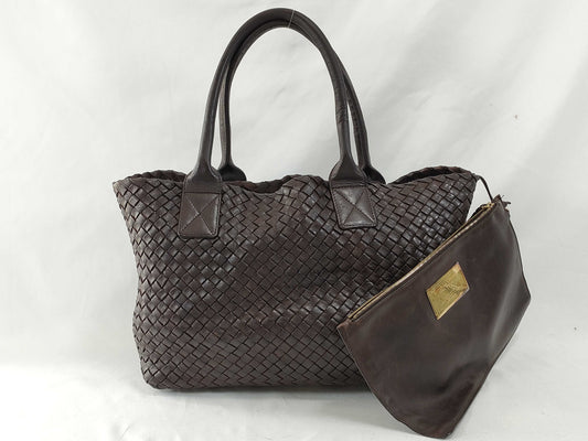 BOTTEGA VENETA Intrecciato Bottega Cabas Intrecciato Tote Bag with Pouch