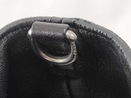 PRADA Prada Tote Bag Leather Triangle Plate Black Tote Bag