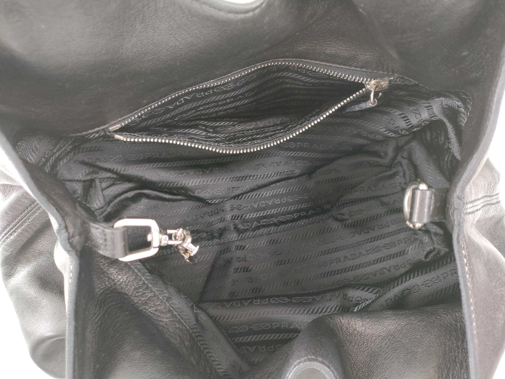 PRADA Prada Tote Bag Leather Triangle Plate Black Tote Bag