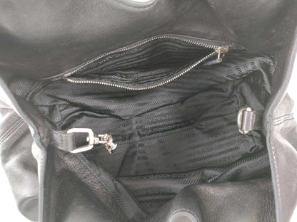 PRADA Prada Tote Bag Leather Triangle Plate Black Tote Bag