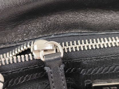 PRADA Prada Tote Bag Leather Triangle Plate Black Tote Bag
