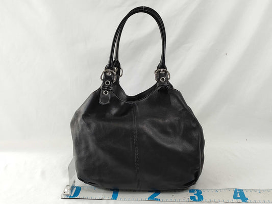 PRADA Prada Tote Bag Leather Triangle Plate Black Tote Bag