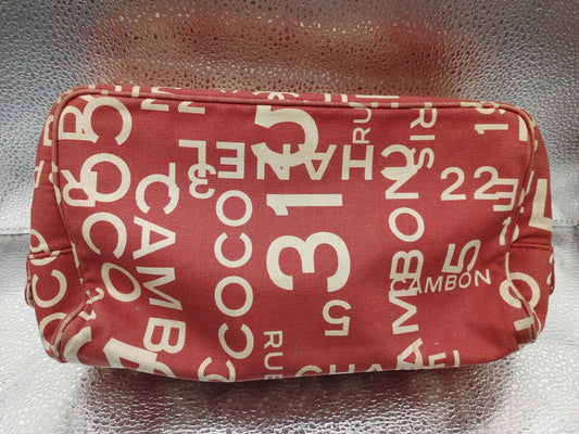 CHANEL Bi-Cea Line Cosmetic Pouch with Seal 7482161 Canvas Red Pouch