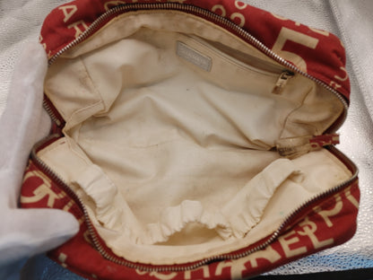 CHANEL Bi-Cea Line Cosmetic Pouch with Seal 7482161 Canvas Red Pouch