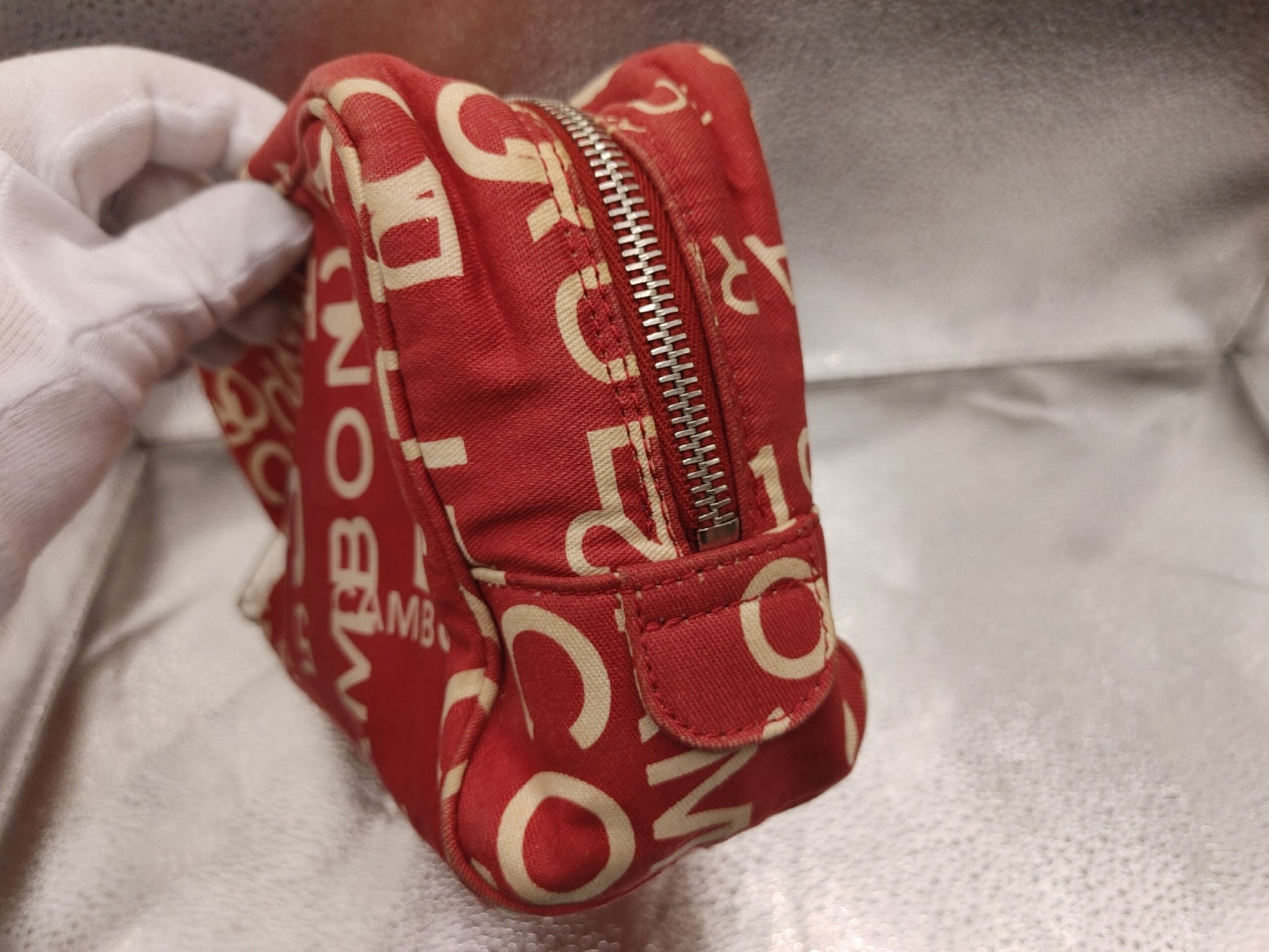 CHANEL Bi-Cea Line Cosmetic Pouch with Seal 7482161 Canvas Red Pouch