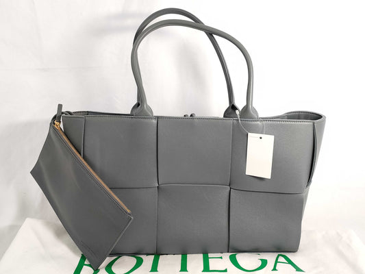 BOTTEGA VENETA Intrecciato Small Arco Tote Bag with Pouch, Deep Blue and Navy, 652867