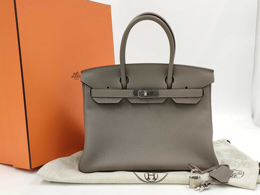 HERMES Birkin 30 Grease Asphalt, Silver Hardware, SP Order, Y Stamp, Unused, Two-Tone Handbag