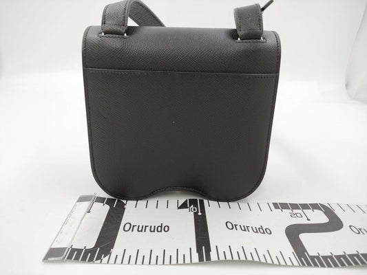 HERMES Della Cavalle Black Shoulder Bag with Stamped Z, Silver Hardware