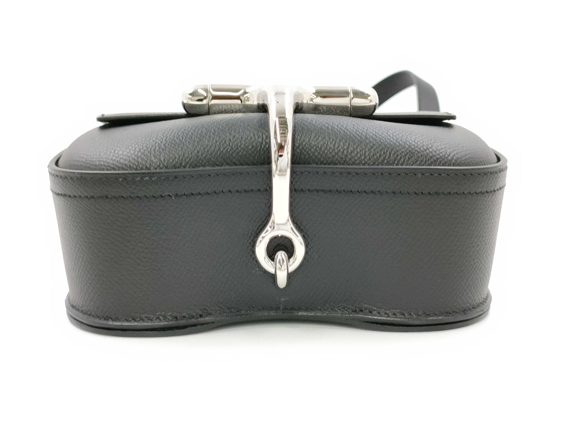 HERMES Della Cavalle Black Shoulder Bag with Stamped Z, Silver Hardware