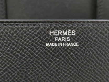 HERMES Della Cavalle Black Shoulder Bag with Stamped Z, Silver Hardware