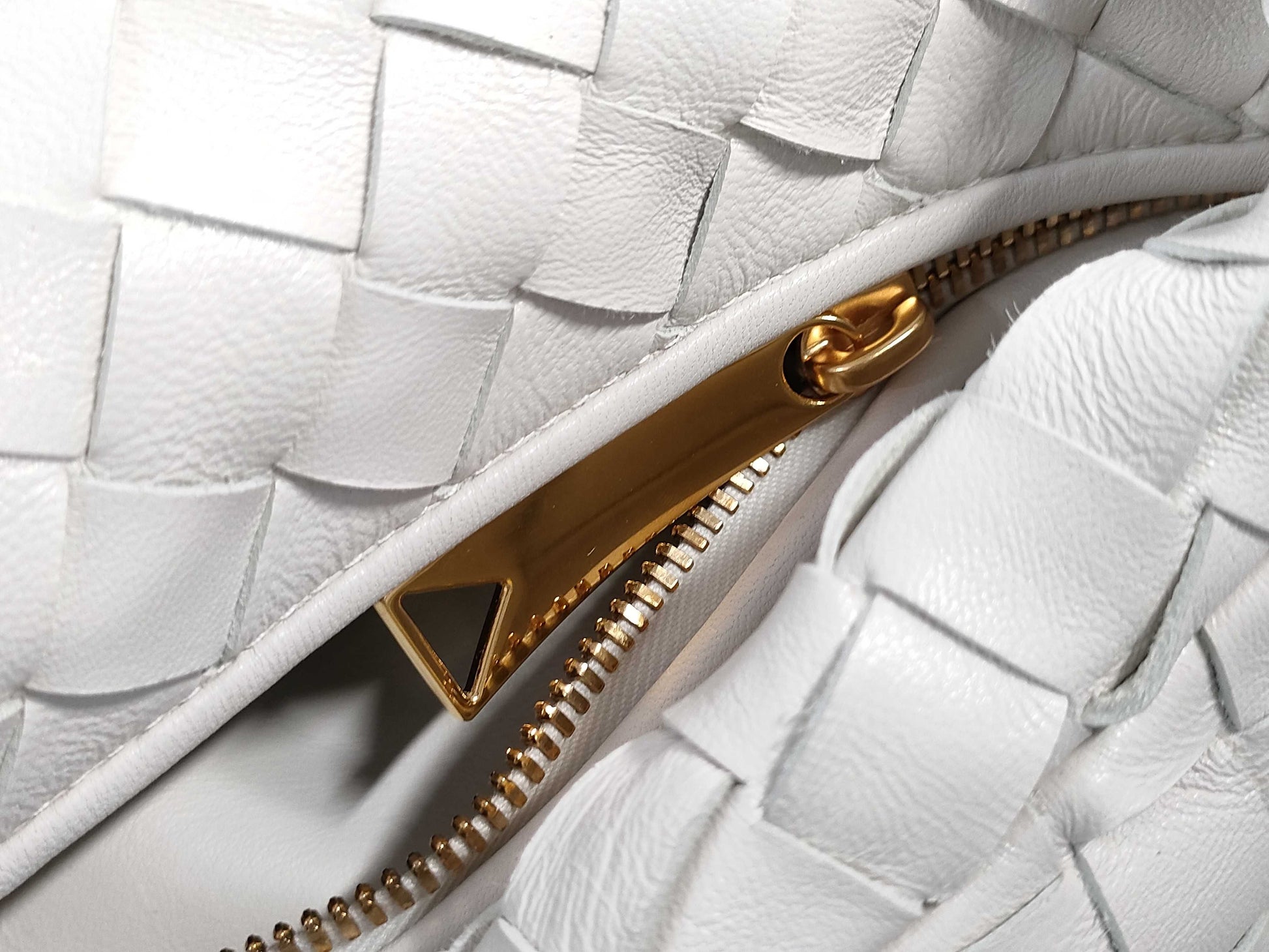 BOTTEGA VENETA Intrecciato Bottega Veneta JODIE Mini Handbag in White with Gold Hardware