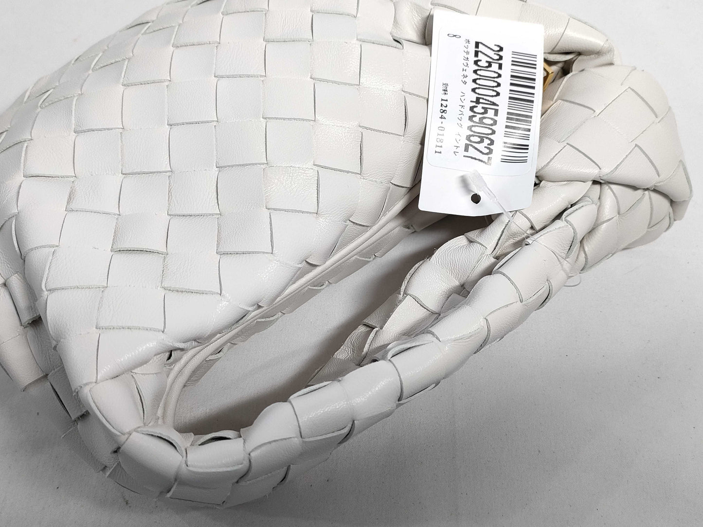 BOTTEGA VENETA Intrecciato Bottega Veneta JODIE Mini Handbag in White with Gold Hardware