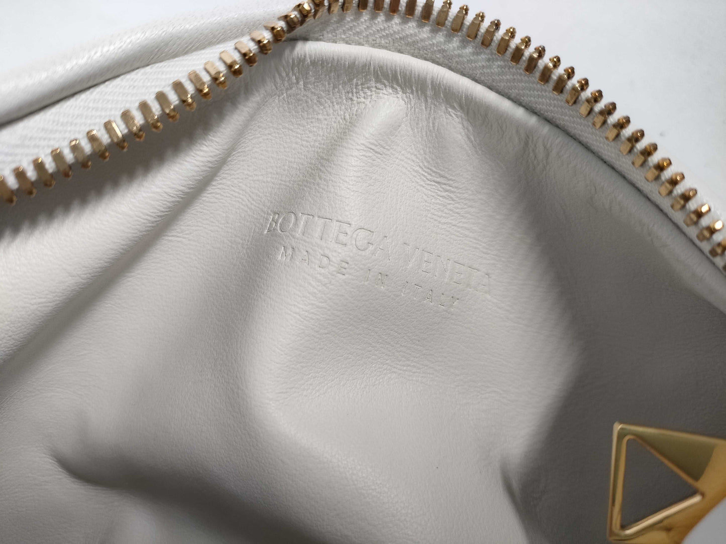BOTTEGA VENETA Intrecciato Bottega Veneta JODIE Mini Handbag in White with Gold Hardware