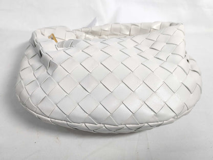 BOTTEGA VENETA Intrecciato Bottega Veneta JODIE Mini Handbag in White with Gold Hardware